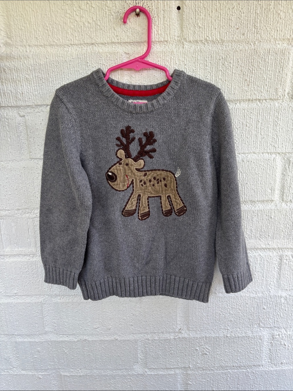 OshKosh B'gosh Kids Gray Reindeer Knit Sweater sz 5